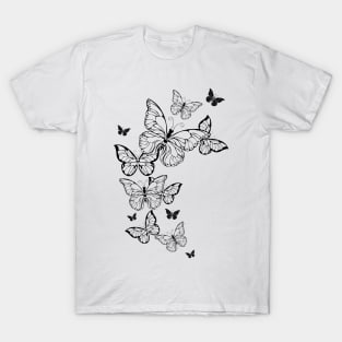 Flying Contour Butterflies T-Shirt